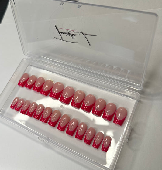 C Curve French Tip - Hot Pink - (XS-M) - press on nails - set of 20/24