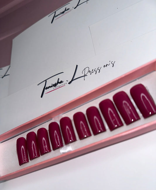 Plain - Burgundy - (XS-M) - press on nails - set of 10