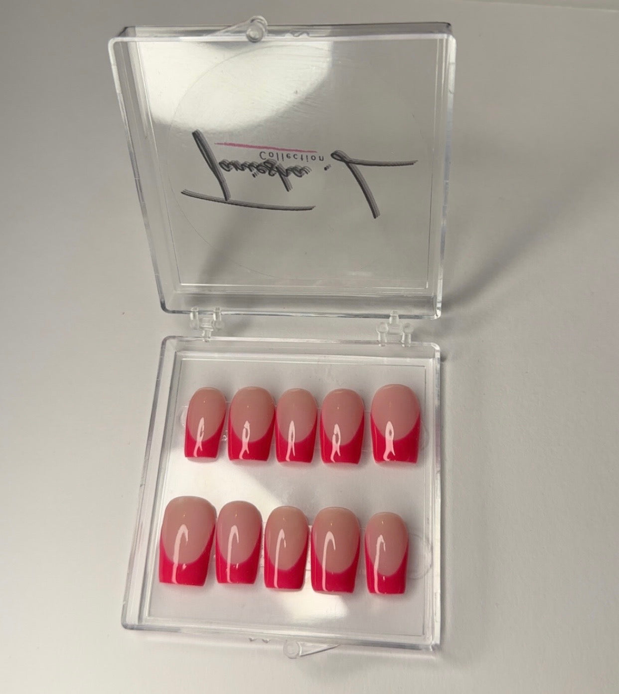 C Curve French Tip - Hot Pink - (XS-M) - press on nails - set of 10