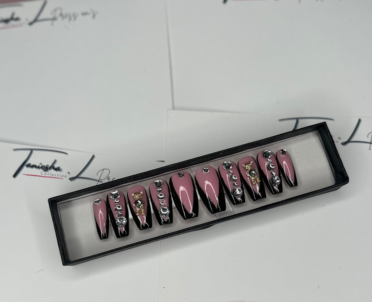 Bling V French Tip (XS-M) - press on nails - set of 10