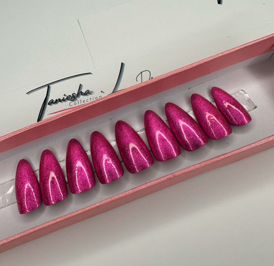 Chrome Girl - Hot Pink - (XS-M) - press on nails - set of 10